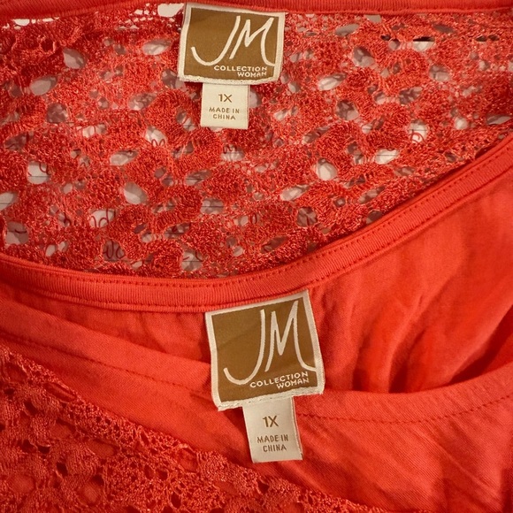 NWOT JM Collection Orange Crochet Top w/ Matching Tank Size 1X - Picture 3 of 5